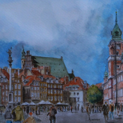 Plac Zamkowy; akwarela wym.21x30 cm 2025 r